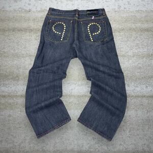 Vintage Y2K Skater Wide Leg Jeans 36x30 Baggy Fit Smoke Black Wash Denim Rap